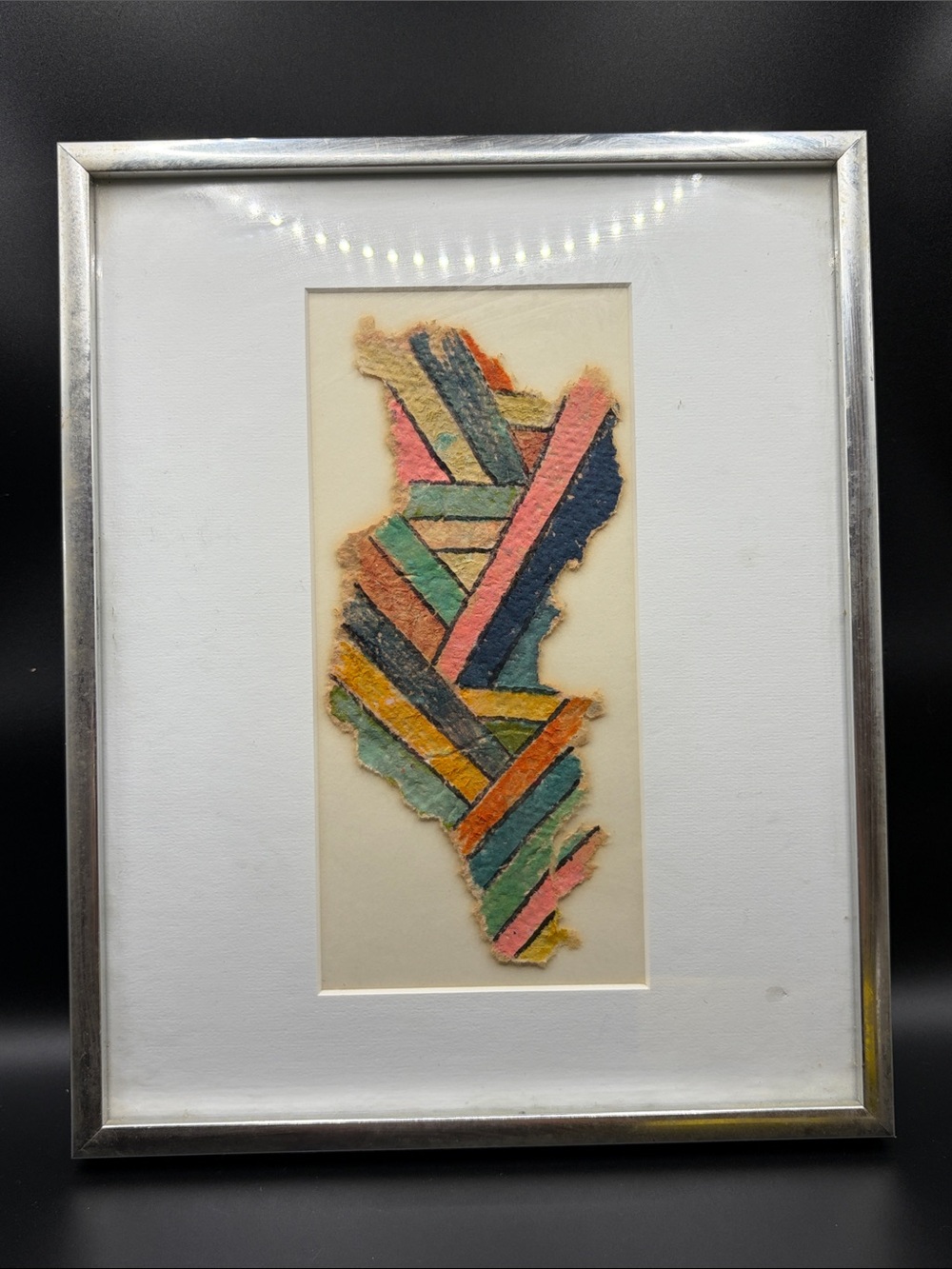 Jeanne Demotses Signed Vintage Artist Made Paper Collage Artwork Framed Art